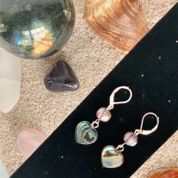 Abalone & Pearl Dangle Earrings - Picture 3 of 3